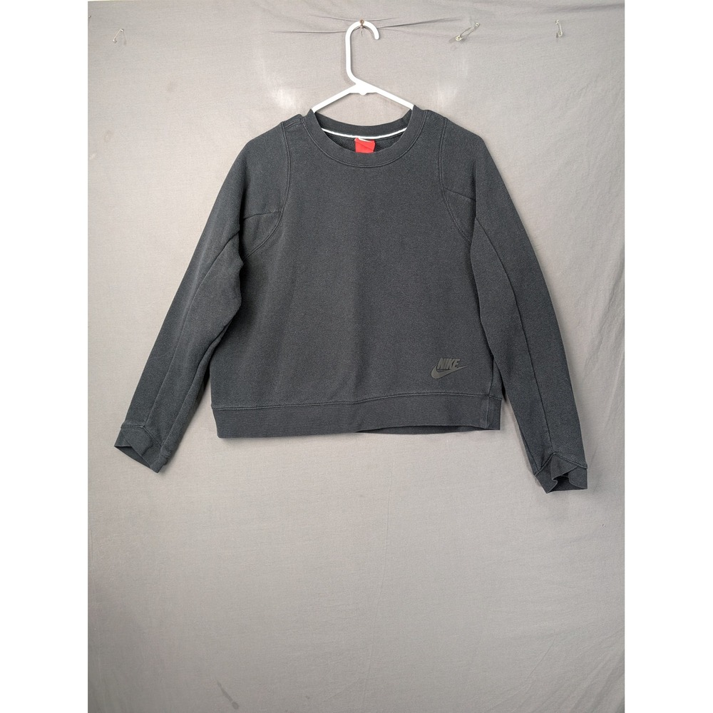 Nike Womens Crewneck Sweatshirt Fleece Pullover Dark Gray 803632-071 Size M